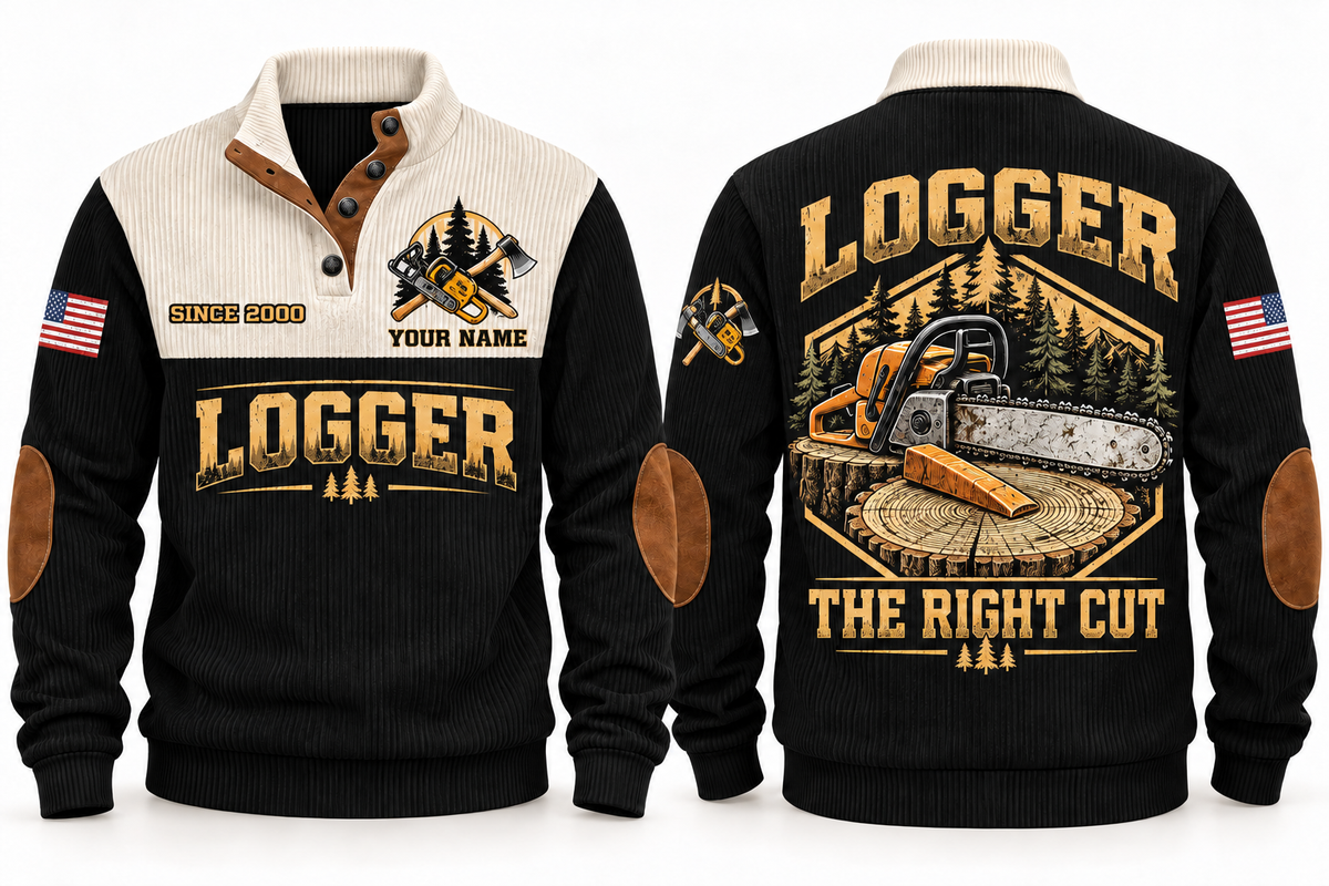 Logger The Right Cut Sports Sweatshirt in Black, front and back