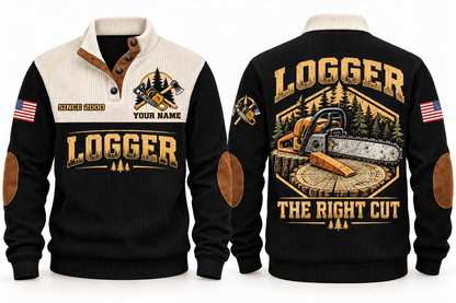 Logger The Right Cut Sports Sweatshirt in Black, front and back