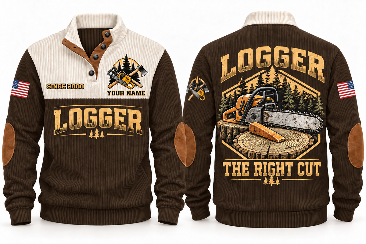 Logger The Right Cut Sports Sweatshirt in Brown, front and back