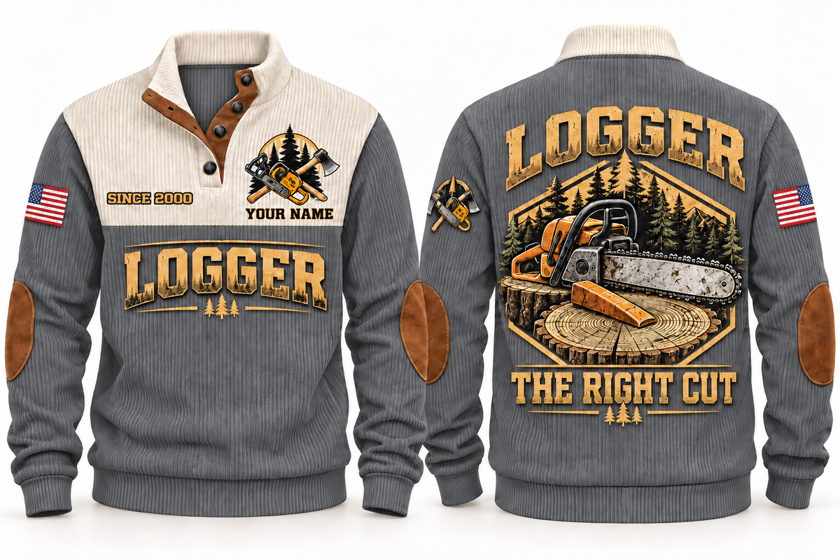 Logger The Right Cut Sports Sweatshirt in Grey, front and back