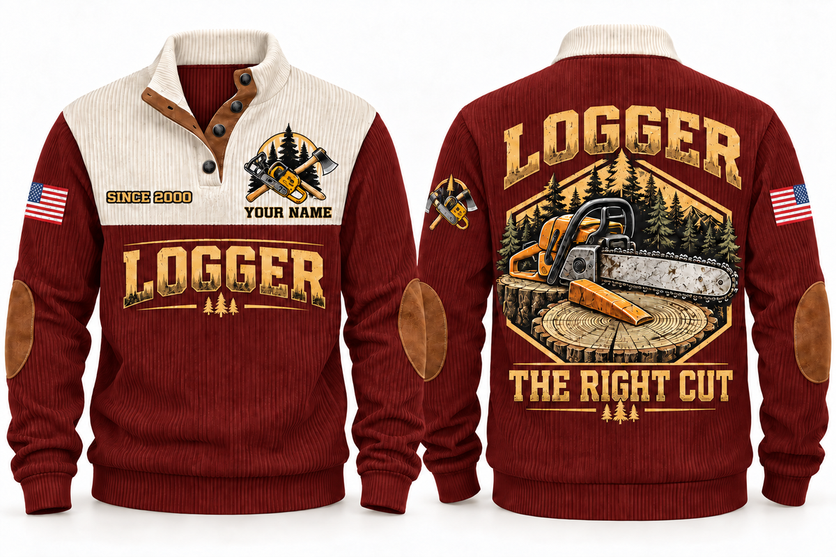 Logger The Right Cut Sports Sweatshirt in Jujube Red, front and back