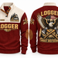 Logger Timber Brotherhood Sports Sweatshirt in Jujube Red, front and back