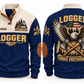 Logger Timber Brotherhood Sports Sweatshirt in Navy, front and back