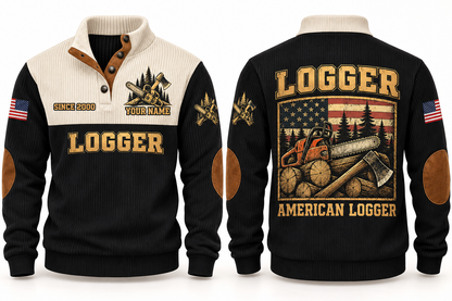 Logger American Logger Sports Sweatshirt in Black, front and back