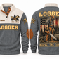 Logger Respect the Timber Sports Sweatshirt in Grey, front and back