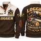 Logger Making the Cut Sports Sweatshirt in Brown, front and back