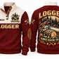 Logger Making the Cut Sports Sweatshirt in Jujube Red, front and back