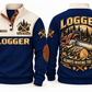 Logger Making the Cut Sports Sweatshirt in Navy, front and back