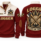 Logger A Life in Timber Sports Sweatshirt in Jujube Red, front and back