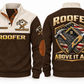 Roofer Above It All Sports Sweatshirt in Brown, front and back