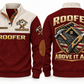 Roofer Above It All Sports Sweatshirt in Jujube Red, front and back