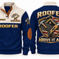 Roofer Above It All Sports Sweatshirt in Navy, front and back