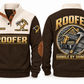 Roofer Shingle by Shingle Sports Sweatshirt in Brown, front and back