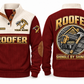 Roofer Shingle by Shingle Sports Sweatshirt in Jujube Red, front and back