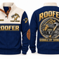 Roofer Shingle by Shingle Sports Sweatshirt in Navy, front and back