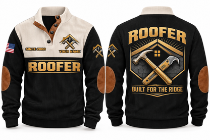 Roofer Ridge Line Sports Sweatshirt in Black, front and back