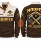 Roofer Ridge Line Sports Sweatshirt in Brown, front and back