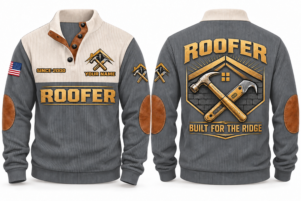 Roofer Ridge Line Sports Sweatshirt in Grey, front and back