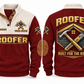 Roofer Ridge Line Sports Sweatshirt in Jujube Red, front and back