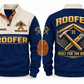 Roofer Ridge Line Sports Sweatshirt in Navy, front and back
