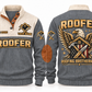Roofer Roofing Brotherhood Sports Sweatshirt in Grey, front and back