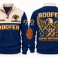 Roofer Roofing Brotherhood Sports Sweatshirt in Navy, front and back
