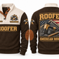 Roofer American Roofer Sports Sweatshirt in Brown, front and back