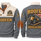 Roofer American Roofer Sports Sweatshirt in Grey, front and back