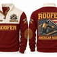 Roofer American Roofer Sports Sweatshirt in Jujube Red, front and back