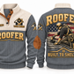 Roofer Built to Shelter Sports Sweatshirt in Grey, front and back