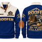 Roofer Off the Roof Sports Sweatshirt in Navy, front and back