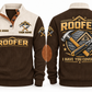 Roofer Covering Your World Sports Sweatshirt in Brown, front and back