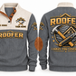 Roofer Covering Your World Sports Sweatshirt in Grey, front and back