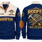 Roofer Covering Your World Sports Sweatshirt in Navy, front and back
