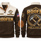 Roofer Pride at Every Pitch Sports Sweatshirt in Brown, front and back