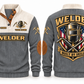 Welder Built by Skill Sports Sweatshirt in Grey, front and back
