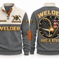 Welder Arc & Steel Sports Sweatshirt in Grey, front and back