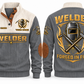 Welder Forged in Fire Sports Sweatshirt in Grey, front and back