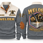 Welder Precision Bead Sports Sweatshirt in Grey, front and back