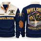 Welder Precision Bead Sports Sweatshirt in Navy, front and back
