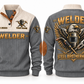 Welder Steel Brotherhood Sports Sweatshirt in Grey, front and back