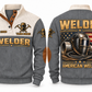 Welder American Welder Sports Sweatshirt in Grey, front and back