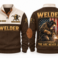 Welder The Arc Never Lies Sports Sweatshirt in Brown, front and back