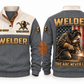 Welder The Arc Never Lies Sports Sweatshirt in Grey, front and back
