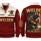 Welder The Arc Never Lies Sports Sweatshirt in Jujube Red, front and back