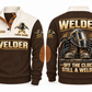 Welder Off the Clock Sports Sweatshirt in Brown, front and back