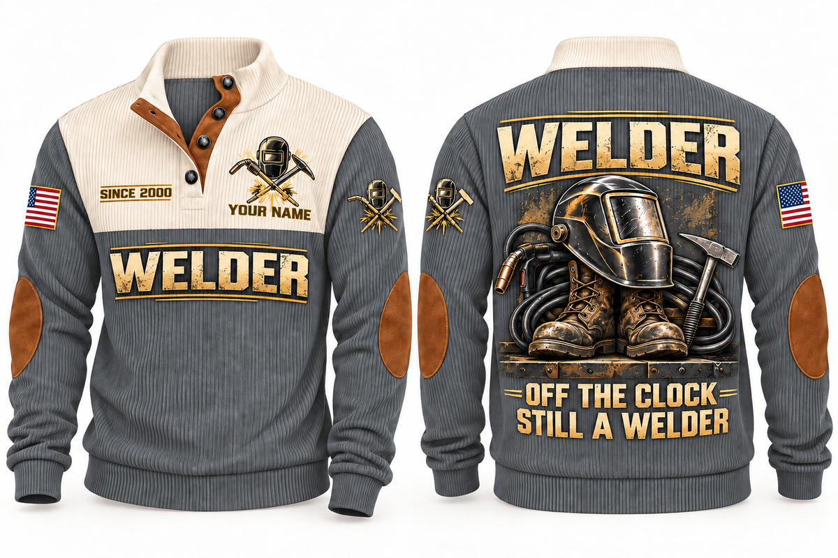 Welder Off the Clock Sports Sweatshirt in Grey, front and back