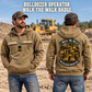 Bulldozer Operator Walk the Walk Badge Vintage Hoodie in Kaki, worn front and back lifestyle views with original artwork and sample personalization.