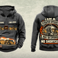 Personalized 657 Twin-Engine Scraper Operator Vintage Hoodie in dark-gray, front and back artwork with YOUR NAME and SINCE 2000 sample text.