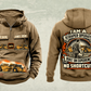 Personalized 657 Twin-Engine Scraper Operator Vintage Hoodie in kaki, front and back artwork with YOUR NAME and SINCE 2000 sample text.